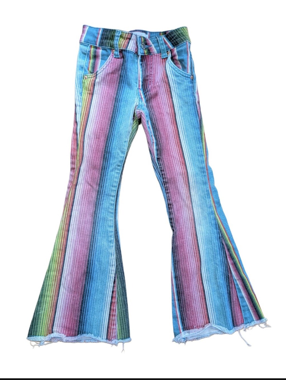Ranch Dress'n Girls 5 Rainbow Stripes Western Southwestern Cowgirl Flare Jeans
